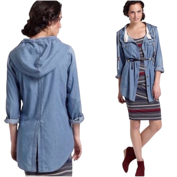 ANTHROPOLOGIE HOLDING HORSES Lightweight Chambray Hooded Jacket Size Small - Picture 12 of 12